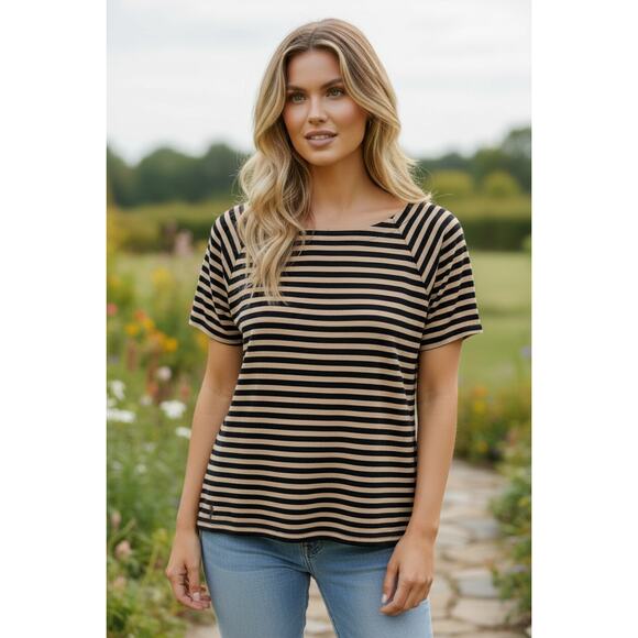 Lauren by Ralph Lauren Tops - Lauren Ralph Lauren Black Gold Striped Top Size 1X Metallic Knit